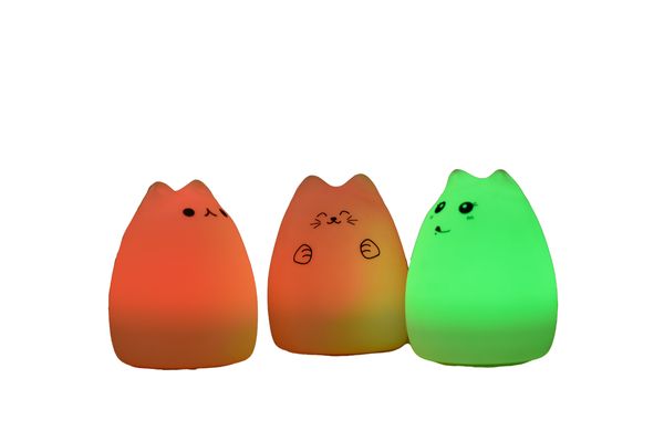 glow, Lampe, katzenförmig, bunt, 3er-Set