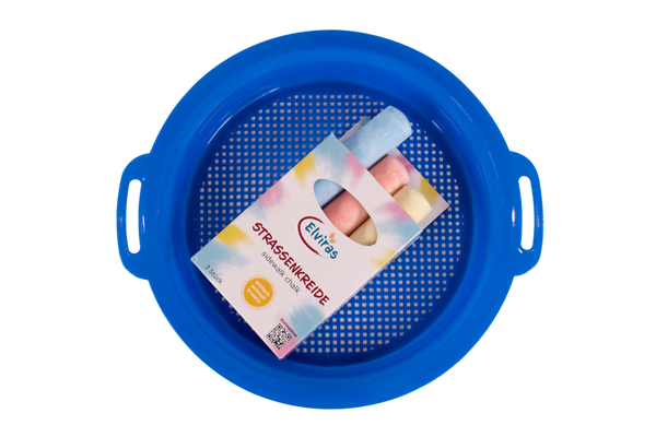 Großes Sandsieb mit Straßenkreide, 12 Sets