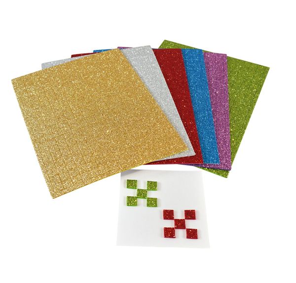 FOLIA Glitter-Moosgummi MOSAIK vorgestanzt, 15x20 cm, 6 Bogen