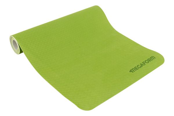 Yogamatte, Fitnessmatte, grüne Matte, rutschfest, aufgerollte Matte