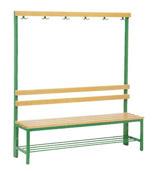 Umkleidebank einseitig, Breite 150 cm, mit Schuhrost Umkleidebank einseitig, Breite 150 cm, mit Schuhrost
