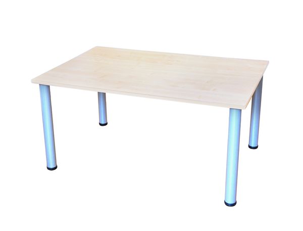 Zargenloser Rechtecktisch 120x80 cm, Birke Dekor, Metallbeine feststehend Zargenloser Rechtecktisch 120x80 cm, Birke Dekor, Metallbeine feststehend