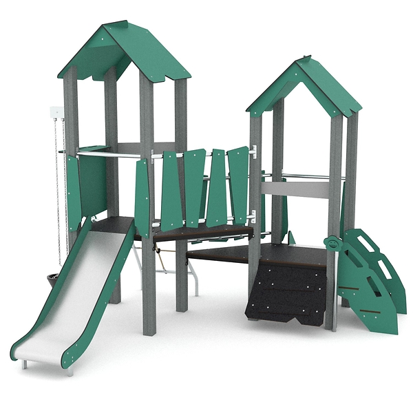 Spielgerät, Kletterturm, Schaukel, Rutsche, Klettergerüst