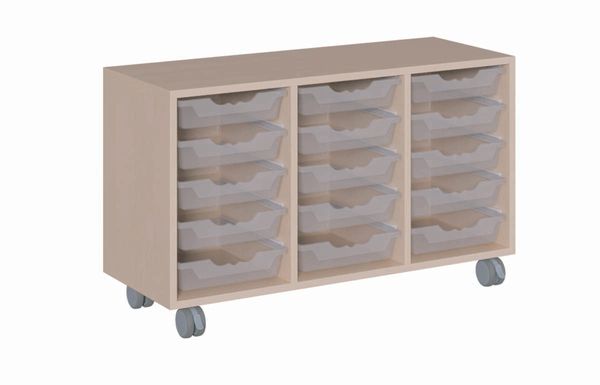 Regal fahrbar mit 15 flachen ErgoTray Boxen (B/H/T: 105 x 62,5 x 40 cm) Regal fahrbar mit 15 flachen ErgoTray Boxen (B/H/T: 105 x 62,5 x 40 cm)