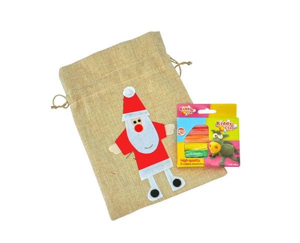 Jute Tasche, Kuschelfigur, Weihnachtsdeko, Säckchen, Knete Modelliermasse