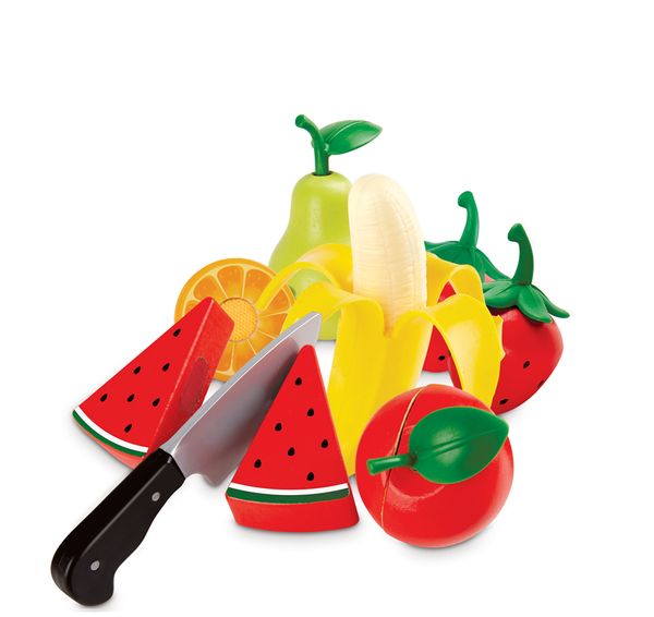 Holzspielzeug, Obst-Set, Küche Spielzeug, Schnittmesser, Fruchtstücke