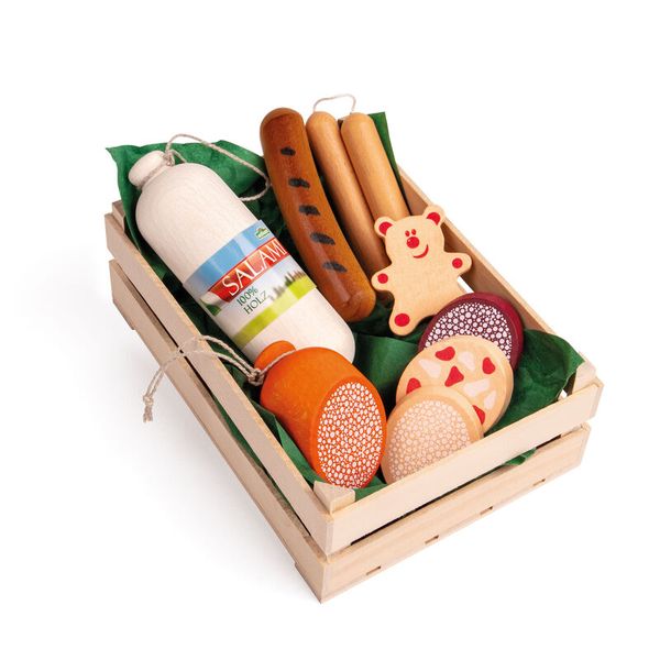 Kochspielzeug, Holzkorb, Deko-Backset, Käsebrett-Set, Realistische Lebensmittel