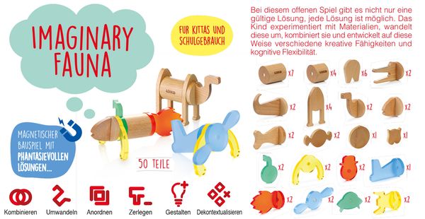 Holzspielzeug, Tierfiguren, magnetische Bausteine, Teile-Set, Zugspielzeug