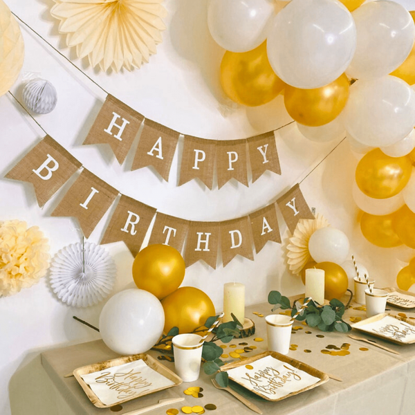 Jute-Girlande "Happy Birthday"