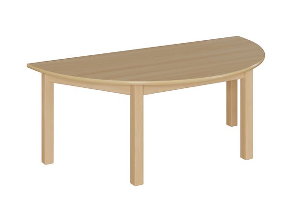 Halbrundtisch, 140x70 cm, Dekor Buche, Zarge, Tischbeine aus Holz