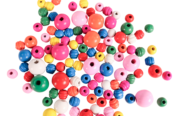 FOLIA Holzperlen, 1 - 1,8 cm, Großpackung, 2200 Stück, Farbe wählbar