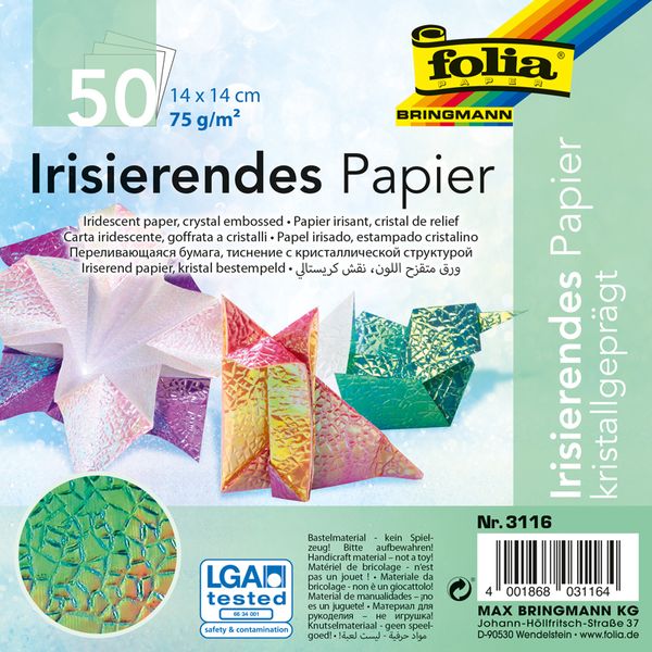 Origamipapier, irisierend 14x14cm, 50 Blatt