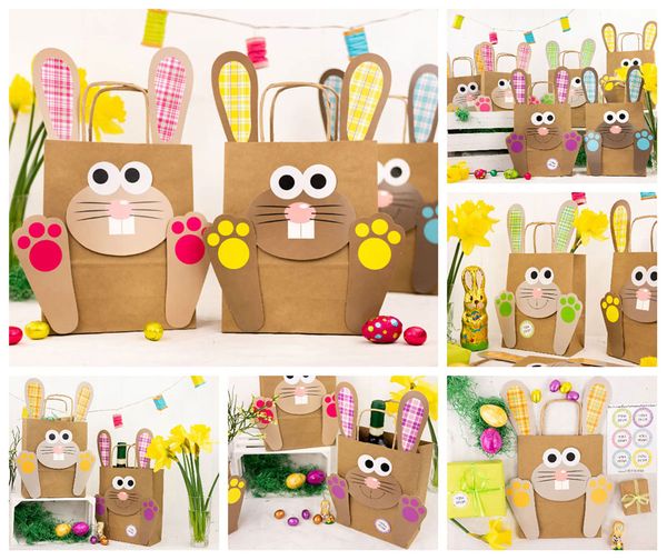 Osterhasentüten XXL, 6 Stück, bunt gemischt - Bastelset (SONDERANGEBOT)