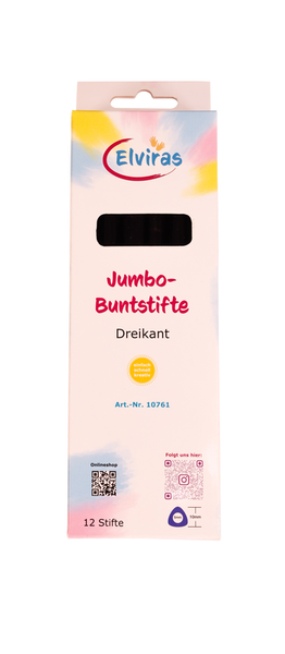 ELVIRAS Jumbo Dreikant-Buntstifte, 12 Stück, Farbe wählbar