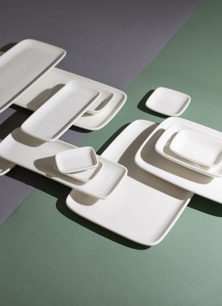 ID Fine Quadro white Rechteckteller, 30 cm, 6 Stück