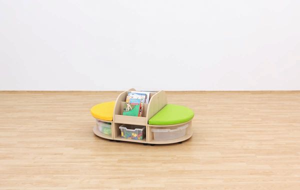 BETZOLD Maddox Sitzbank mit Bücherbox und 6 transparenten Boxen, oval