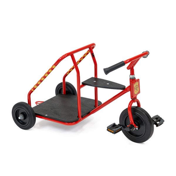 kick scooter, pedal bike, trike, red frame, two pedal wheels