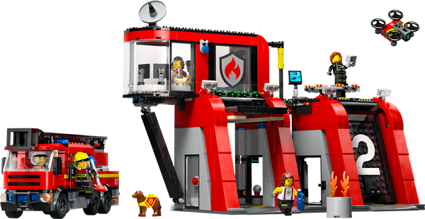 60414 LEGO® City Feuerwehrstation mit Drehleiterfahrzeug, 843 Teile