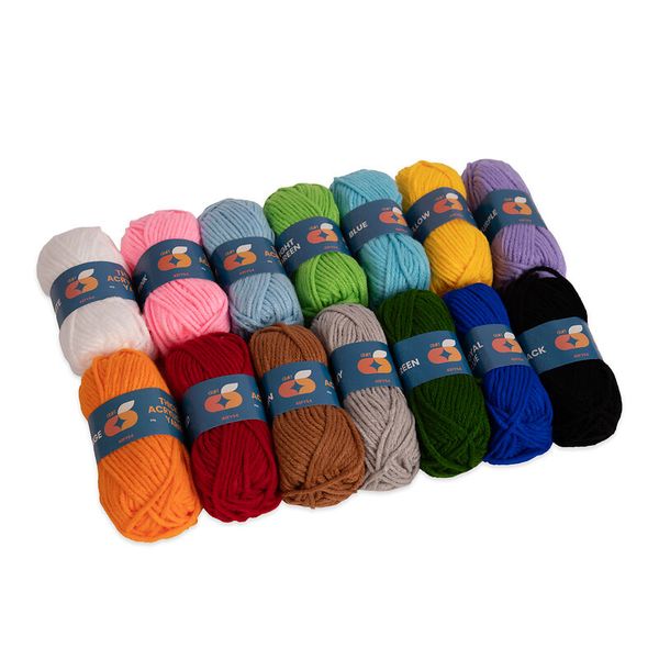 Acryl-Wolle-Set, 14 Farben, 50g/50m je Farbe