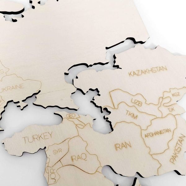 Holzdeko - Weltkarte mit Ländernamen (120 x 60 cm), Pappelholz Holzdeko - Weltkarte mit Ländernamen (120 x 60 cm), Pappelholz