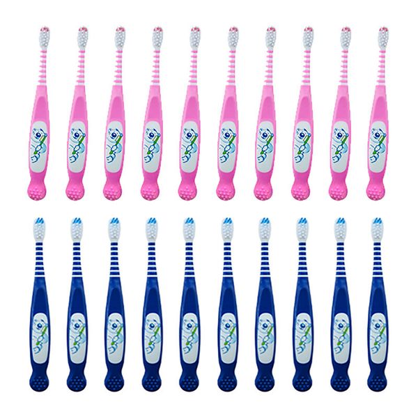 Kinderlernzahnbürste 0-3 Jahre, extra weich, 20 Stück (10x pink, 10x blau)