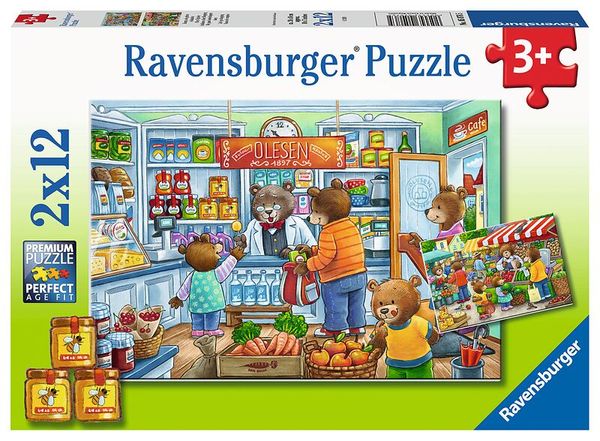 RAVENSBURGER Puzzle Komm, wir gehen einkaufen, 2 x 12 Teile, ab 3 Jahre