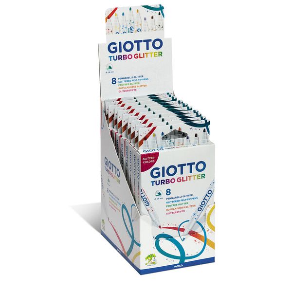 GIOTTO Turbo Glitter-Fasermaler, Etui mit 8 Stück