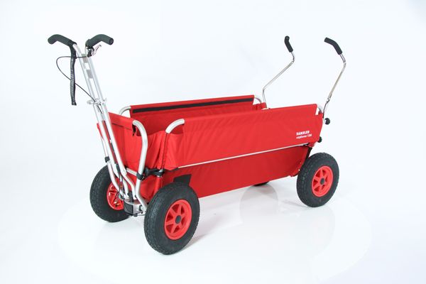 Bollerwagen, Transportwagen, Kipper, 4 Räder, Rot
