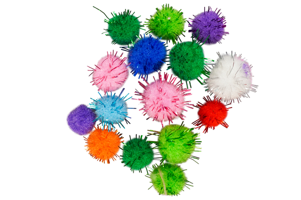 ELVIRAS Glitterbastelpompons, 500 Stück