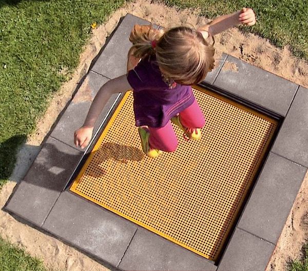 Bodentrampolin Mini, gelb, Außenmaß: 150 x 150 cm