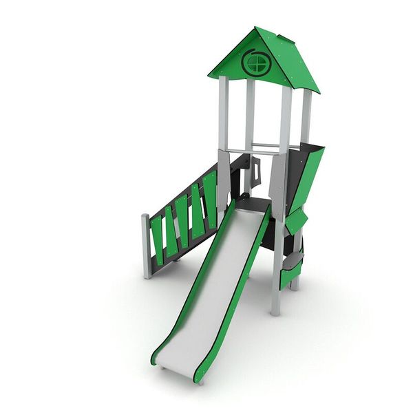 kindergarten, playground, slide, plastic, green