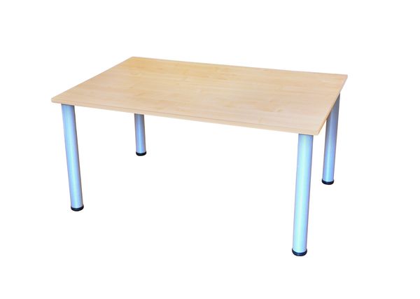 Zargenloser Rechtecktisch 120x80 cm, Buche hell, Metallbeine feststehend