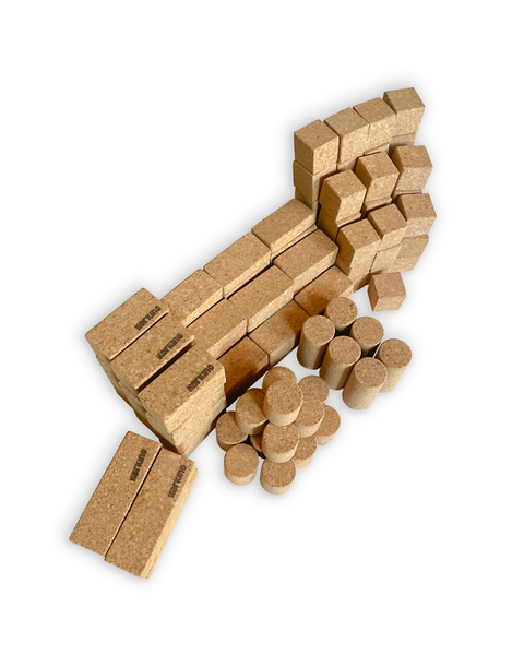 Korkwürfel, Korkstifte, Korkplatten, Korkunterlage, Korkkegel