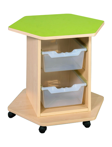 Sechseckwagen auf Rollen, inkl. 2 ErgoTray-Boxen transparent, BxHxT: 69 x 64 x 60 cm Sechseckwagen auf Rollen, inkl. 2 ErgoTray-Boxen transparent, BxHxT: 69 x 64 x 60 cm