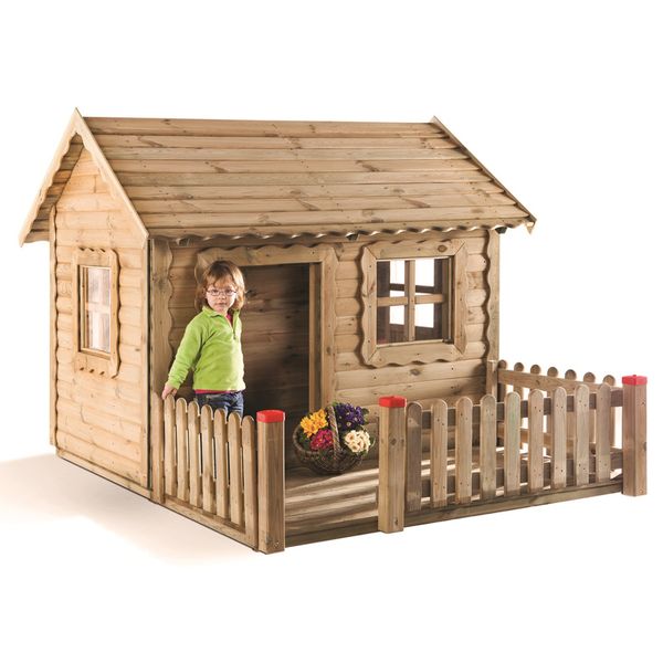Spielhaus mit Veranda aus Massivholz  Spielhaus mit Veranda aus Massivholz