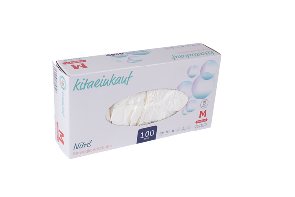 Handschuhe Nitril, puderfrei, Gr. M, 100 Stk., weiß