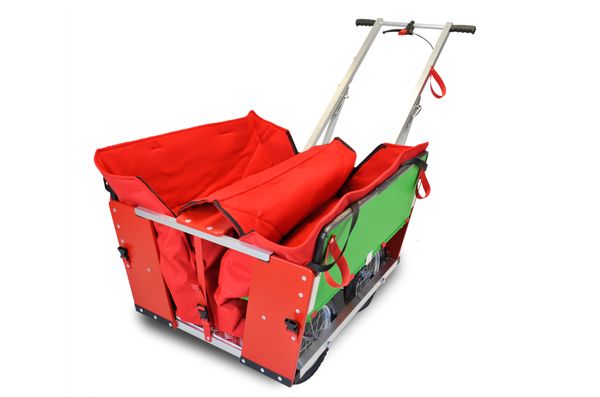 Kinderwagen, Korb, Transportkorb, rote Abdeckung, Griffstange