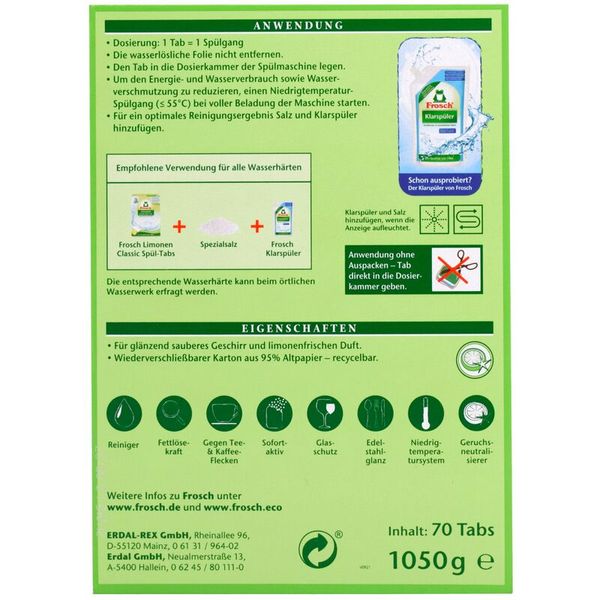 FROSCH Geschirrspül-Tabs Classic, 70 Stück FROSCH Geschirrspül-Tabs Classic, 70 Stück