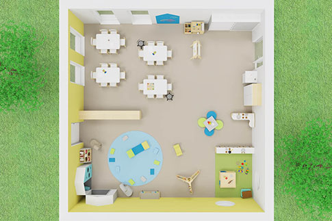 Darstellung Gruppenraum Ü3 von oben