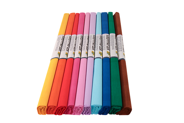 Krepppapier, 50x250cm, 10 Rollen, farbfest, farbig sortiert