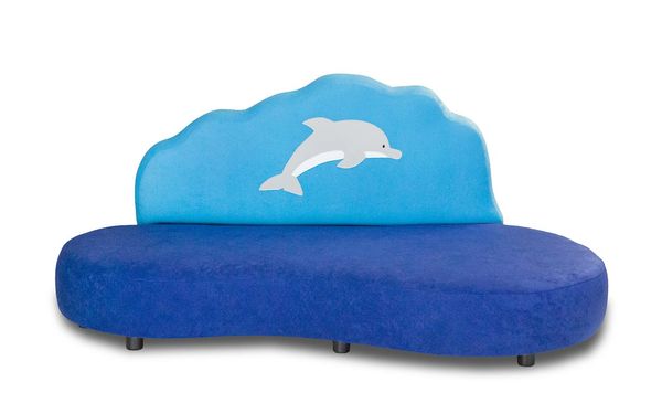 Sofa, Kinder-Sofa, Blau, Delfin-Motiv, Höherer Rücken
