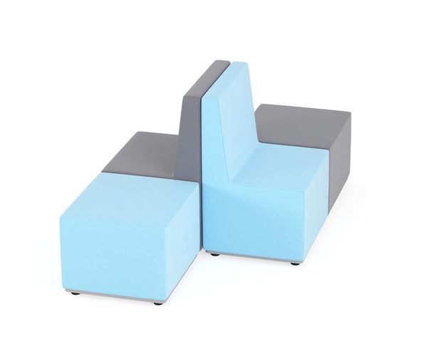 KITAEINKAUF Set Sitzpouf mit Rückenlehne, 4-teilig, Premium, Sitzhöhe & Farbkombination wählbar