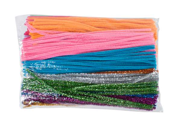 ELVIRAS Pfeifenputzer Set, 30 cm lang, Ø 6 mm, farbig sortiert (Glitter und Unifarben), 400 Stück