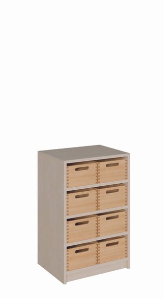 Schrank mit 8 mittleren Massivholzkästen ohne Sichtfenster (B/H/T: 52 x 80 x 40 cm)