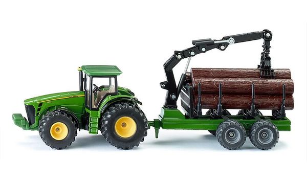 SIKU John Deere Traktor mit Forstanhänger