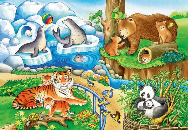 RAVENSBURGER Puzzle Tiere im Zoo, 2 x 12 Teile, ab 3 Jahre RAVENSBURGER Puzzle Tiere im Zoo, 2 x 12 Teile, ab 3 Jahre