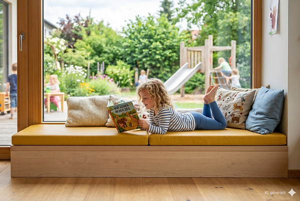 Kindersofa, Tagesbett, Gartenblick, Kindersessel, Kindergeschichte