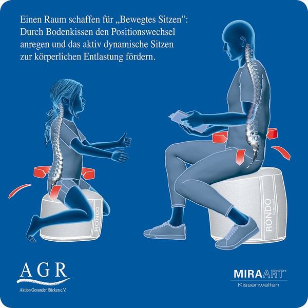 Mira Art Rondo Boden-/ Sitzkissen Normal, Einzeln (SH 15 und 21 cm wählbar), Farbe wählbar