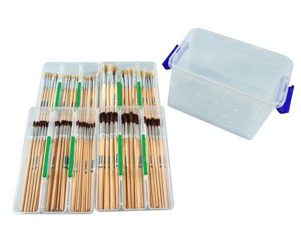 Schul- und Kindergartenbox mit 192 Pinseln verschiedener Grössen Schul- und Kindergartenbox mit 192 Pinseln verschiedener Grössen