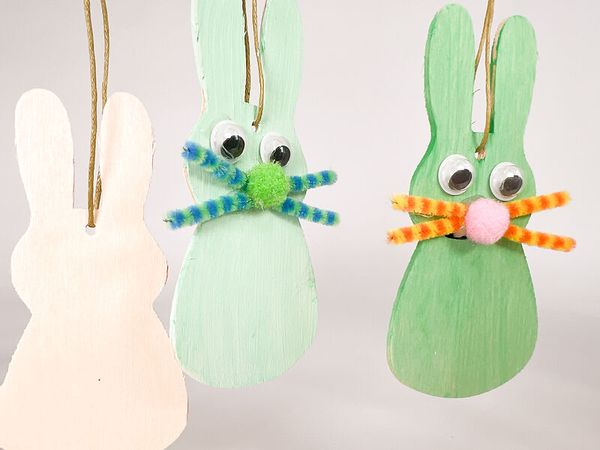 Hase, Klemmhase, Holzfigur, Hängend, Deko